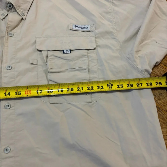 Columbia Mens White Bahama II Short Sleeve Button Up Shirt Size 2XL Khaki - Picture 6 of 6